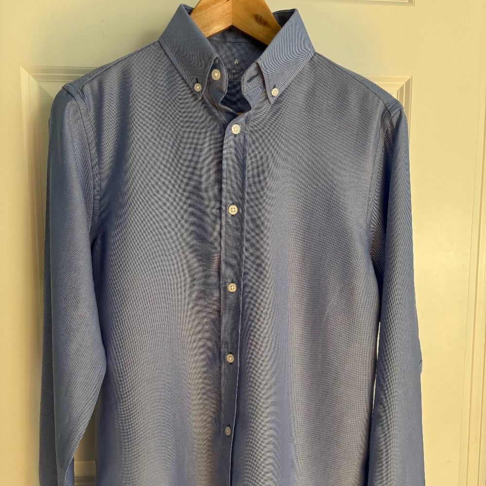 NWT Seagale blue merino wool button-up